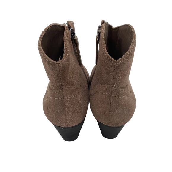 Schutz Abiha Closed Toe Ankle Boot Taupe Tan Side Zip Size 6.5B Bootie Suede - Picture 3 of 10